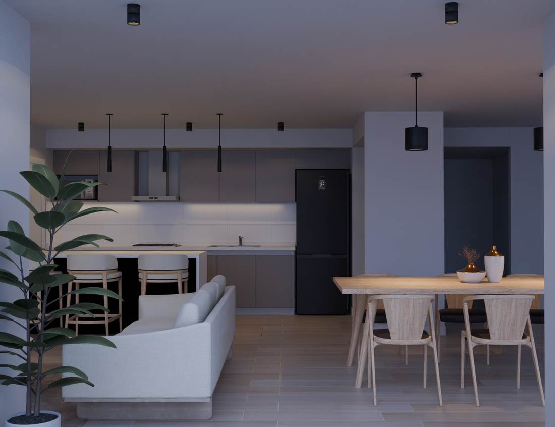 Cocina integrada con isla