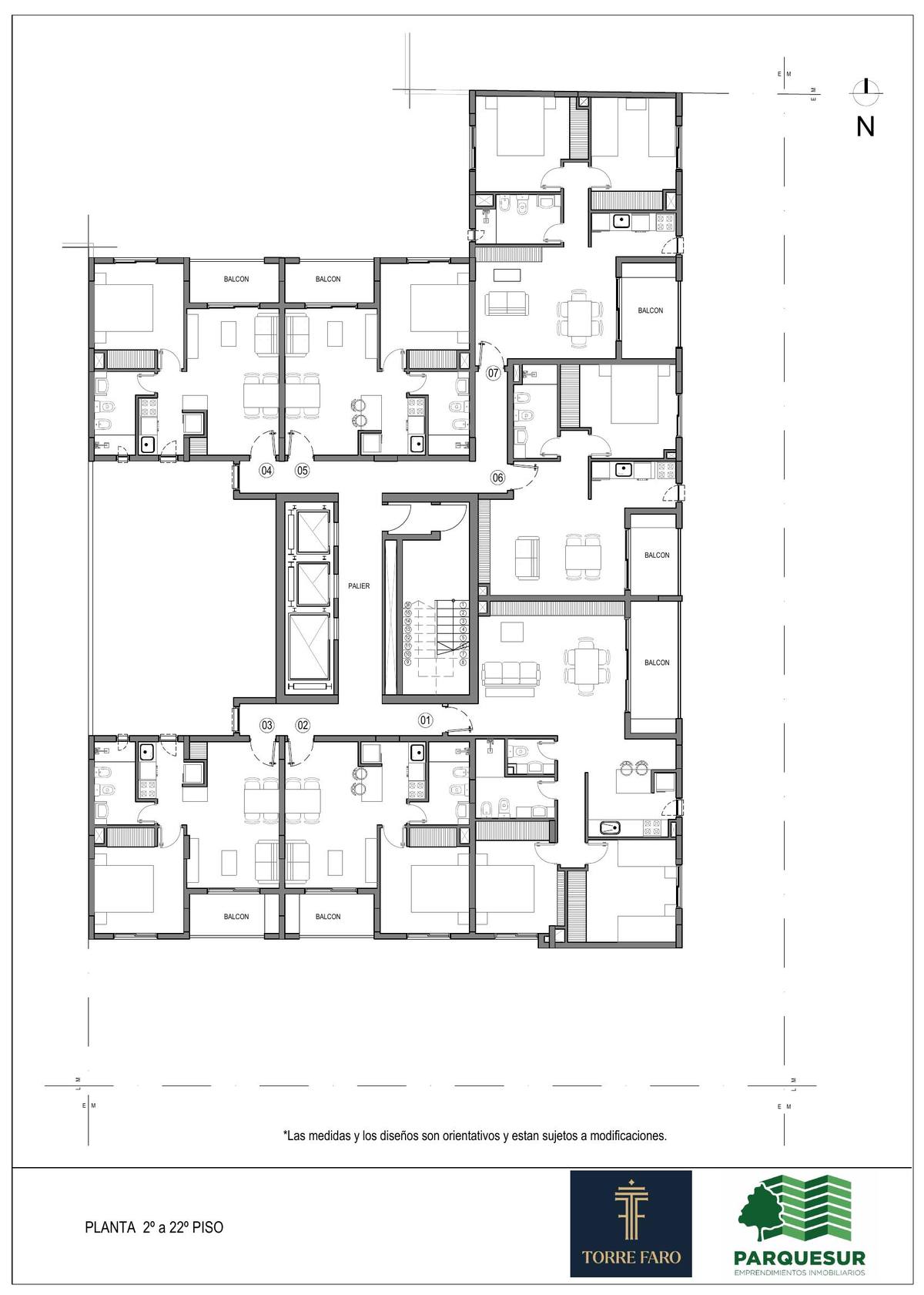 Planta tipo 2º a 22º piso