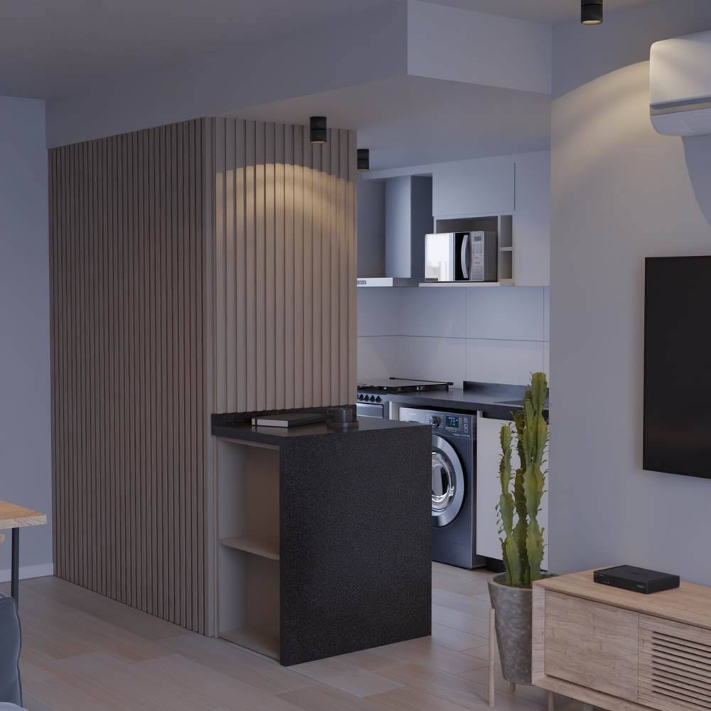 Detalle de revestimiento y cocina